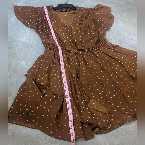 Storia Ruffle Layer Mini Dress in Rust- Size M - Picture 8 of 8